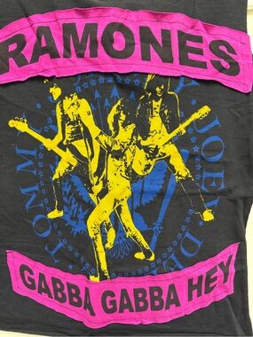 Women’s Black Graphic Tank Top with Pink & Yellow Band Print